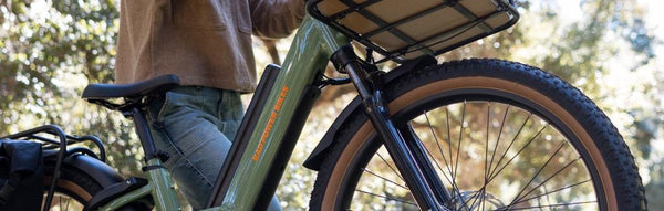 A close-up of a fat tire ebike tire