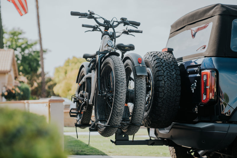 Two ebikes on a sport rider rack