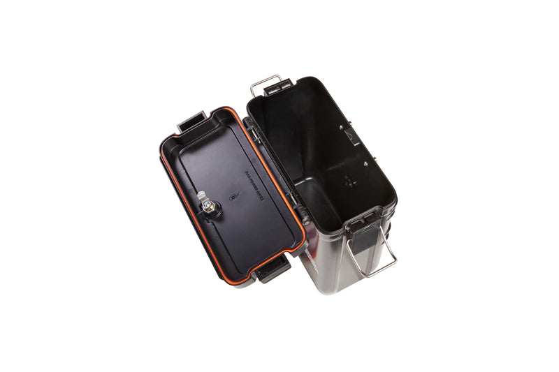Top view of the Rad Hardshell Locking Pannier with the lid open.