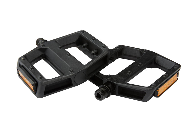 Black replacement pedals with yellow reflectors