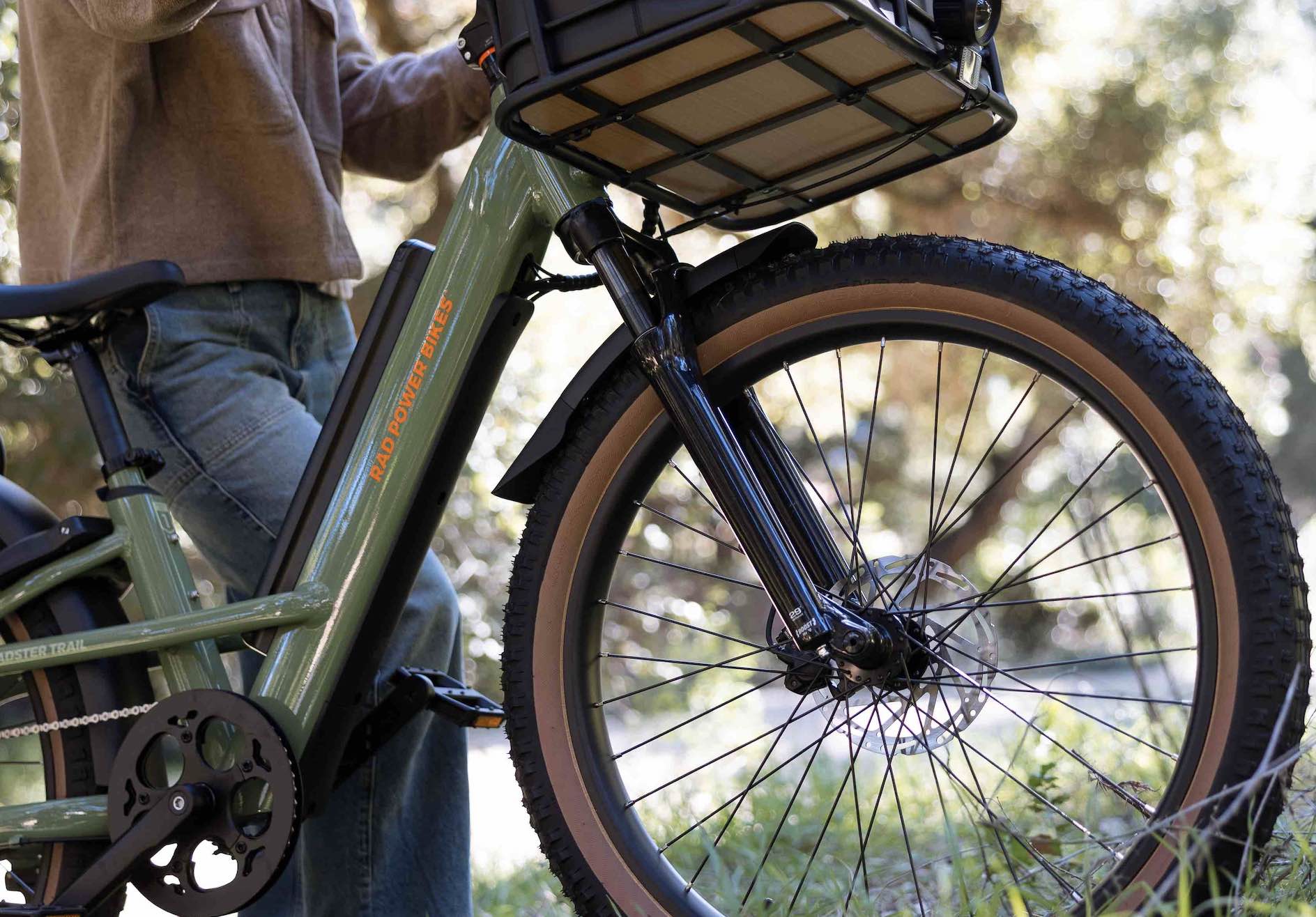 A close-up of a fat tire ebike.