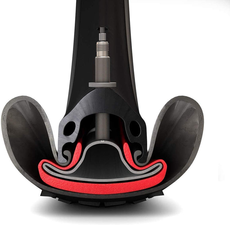 Cross section of a bike tire with a Tannus liner installed.
