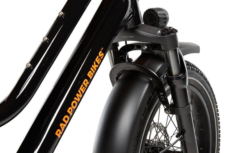 Lock mount mounted on a RadWagon 5 electric cargo bike.