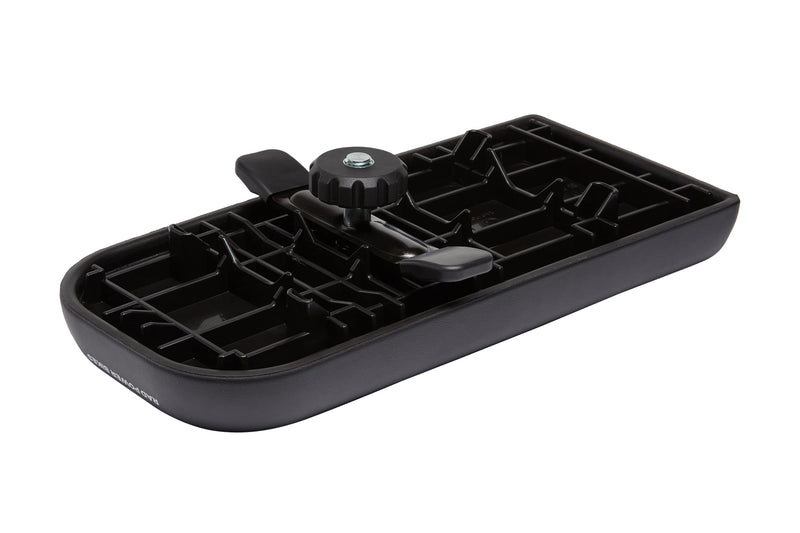 Bottom view of a RadWagon deckpad, showing the knob that enables the tool-free installation.