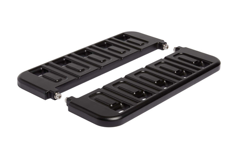 RadWagon Running Boards are cast aluminum boards that attach to the ebike, with a grooved, perforated design for grip and water run off.