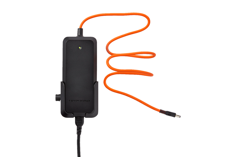 Detail view of Rad Battery Charger seated in wall mounted